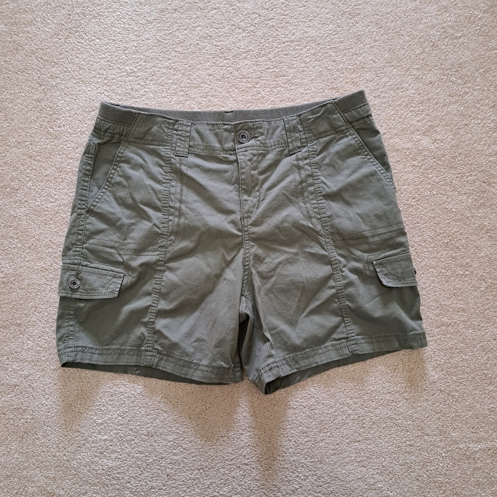 Style & Co. Green Cargo Shorts Women's 14 Petite Cotton Blend Casual Shorts